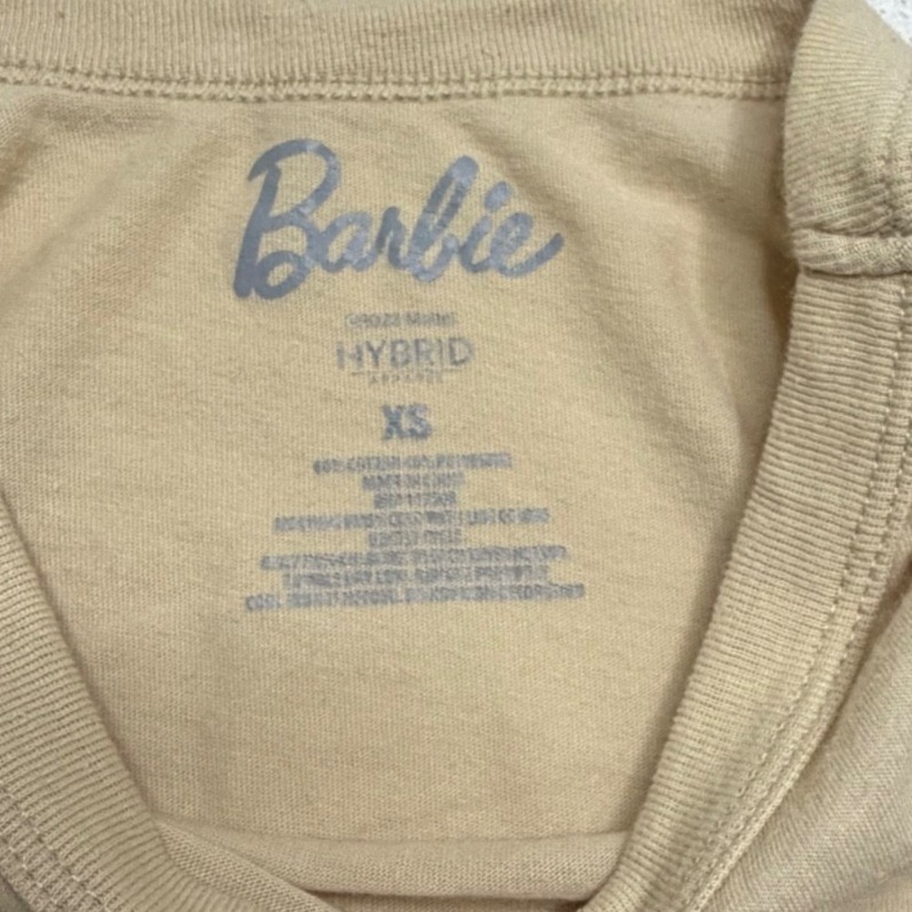 Barbie Graphic T-Shirt Tan Diverse Silhouette Hair Grid Short Sleeve XS - Picture 2 of 4